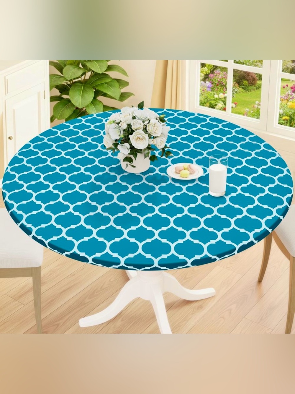 Smiry Round Picnic Tablecloth Waterproof Elastic Fitted